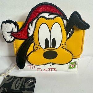 NWT. Loungefly Pluto Wallet Disney Santa Letters Zip Around Wallet. 6”x4”